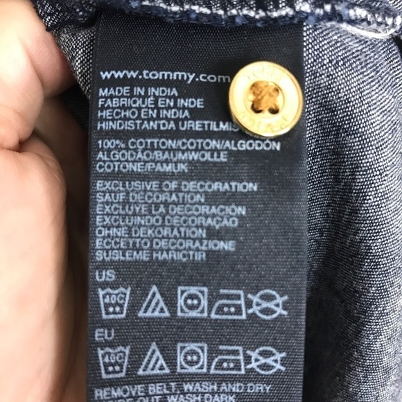 Tommy Hilfiger chambray pullover dress gold button - Picture 8 of 8